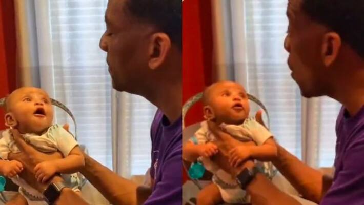 Adorable video shows 2 month old baby boy singing with his grandfather Adorable video shows 2 month old baby boy singing with his grandfather