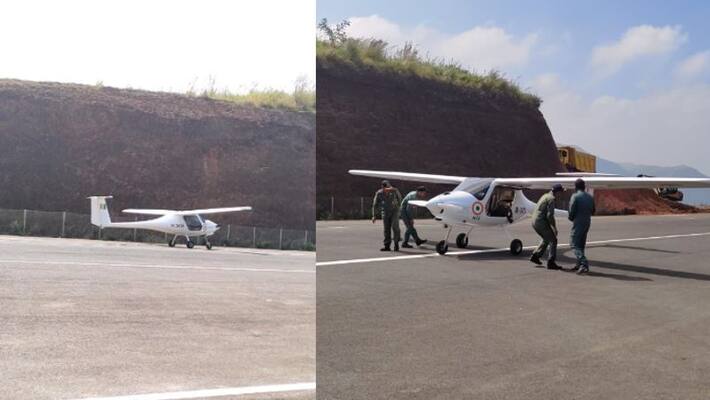 Small aircraft landed for the first time at Satra airstrip runway Small aircraft landed for the first time at Satra airstrip runway