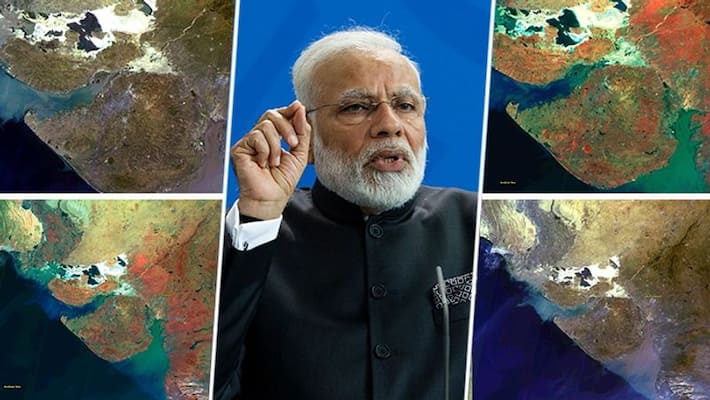 Breathtaking PM Modi shares Gujarat images captured by EOS-06 satellite AJR Breathtaking PM Modi shares Gujarat images captured by EOS-06 satellite AJR