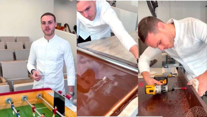 Pastry Chef Creates Chocolate Foosball Table Pastry Chef Creates Chocolate Foosball Table