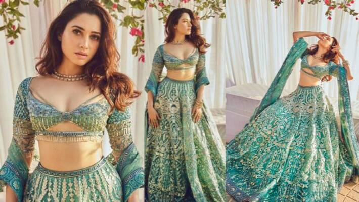 Tamannaha bhatia in blue bridal lehenga Tamannaha bhatia in blue bridal lehenga