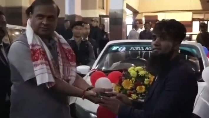 Assam CM himanta sharma thanks to car innovator narul haque for gifting Lamborghini lookalike vehicle ckm Assam CM himanta sharma thanks to car innovator narul haque for gifting Lamborghini lookalike vehicle ckm