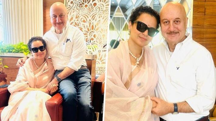 Anupam Kher meets Kangana Ranaut at airport says Always a pleasure to meet my dearest gcw Anupam Kher meets Kangana Ranaut at airport says Always a pleasure to meet my dearest gcw