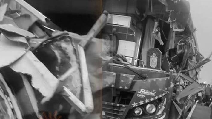 Private luxury bus truck collision... 3 people killed Private luxury bus truck collision... 3 people killed