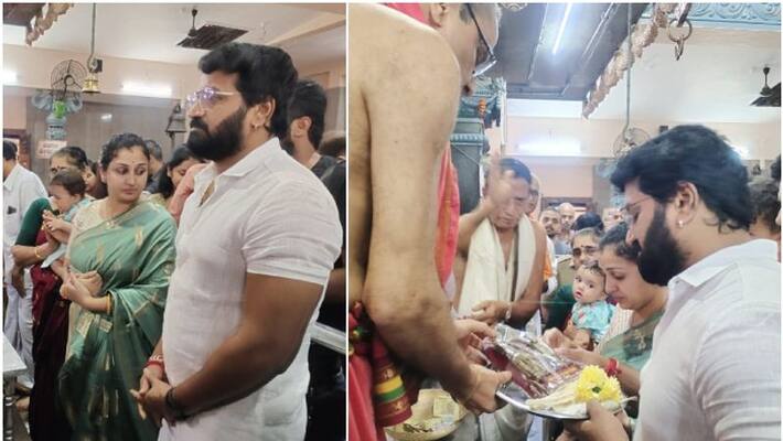rishab shetty visits Anegudde Sri Vinayaka temple with his wife sgk rishab shetty visits Anegudde Sri Vinayaka temple with his wife sgk