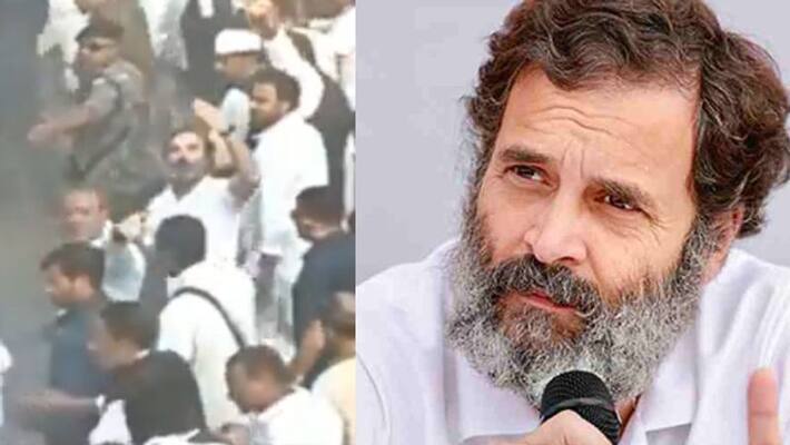 Rahul Gandhi gives flying kisses to crowd chanting Modi at Bharat Jodo Yatra video Rahul Gandhi gives flying kisses to crowd chanting Modi at Bharat Jodo Yatra video