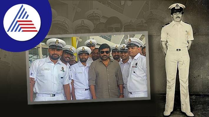Telugu actor Chiranjeevi share picture with Indian Navy officers vcs Telugu actor Chiranjeevi share picture with Indian Navy officers vcs