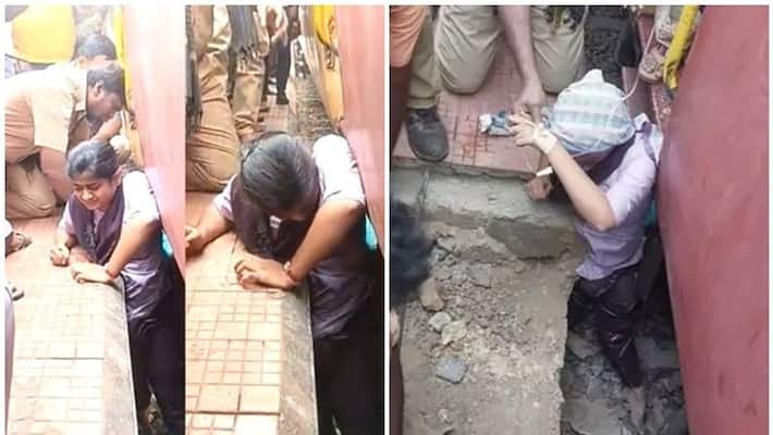 Girl Stuck In Between Train Platform in Visakhapatnam Railway Station san Girl Stuck In Between Train Platform in Visakhapatnam Railway Station san