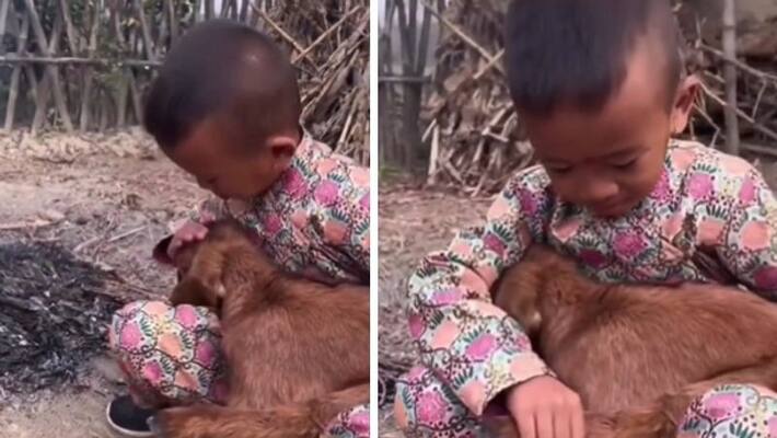 kid tries to warm baby goat in hard winter time the video goes viral kid tries to warm baby goat in hard winter time the video goes viral
