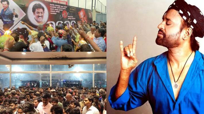 Rajinikanth fans mad celebration for BaBa movie re-release videos viral Rajinikanth fans mad celebration for BaBa movie re-release videos viral