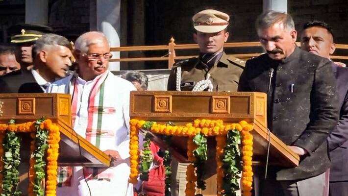 Congress leader Sukhwinder Singh Sukhu takes oath as 15th Chief Minister of Himachal Pradesh AJR Congress leader Sukhwinder Singh Sukhu takes oath as 15th Chief Minister of Himachal Pradesh AJR