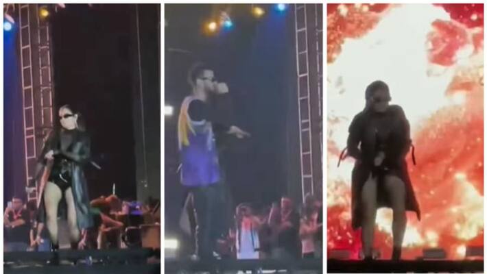 jonita gandhi wear over load hot dress in stage performance video jonita gandhi wear over load hot dress in stage performance video