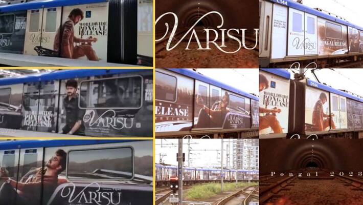 Thalapathy vijay Varisu movie promotions starts in chennai metro train Thalapathy vijay Varisu movie promotions starts in chennai metro train