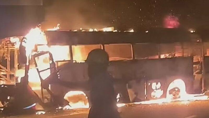 private bus fire accident..50 passengers survived