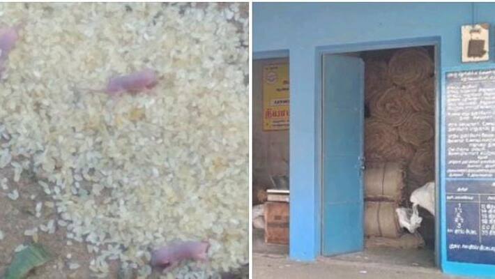 The presence of rat chicks in the rice served at a ration shop in Theni district has caused a stir The presence of rat chicks in the rice served at a ration shop in Theni district has caused a stir
