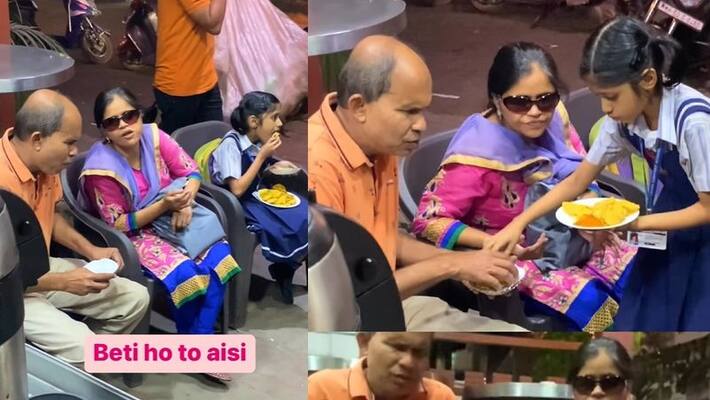 Mumbai Little girl caretaking her blind parents, watch heart touching viral video akb Mumbai Little girl caretaking her blind parents, watch heart touching viral video akb
