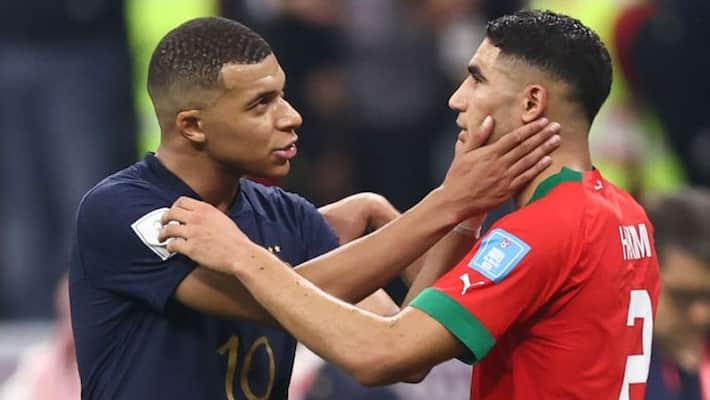 Mbappe swapping shirts with Hakimi wins hearts as fans applaud Morocco's  roaring show at World Cup 2022