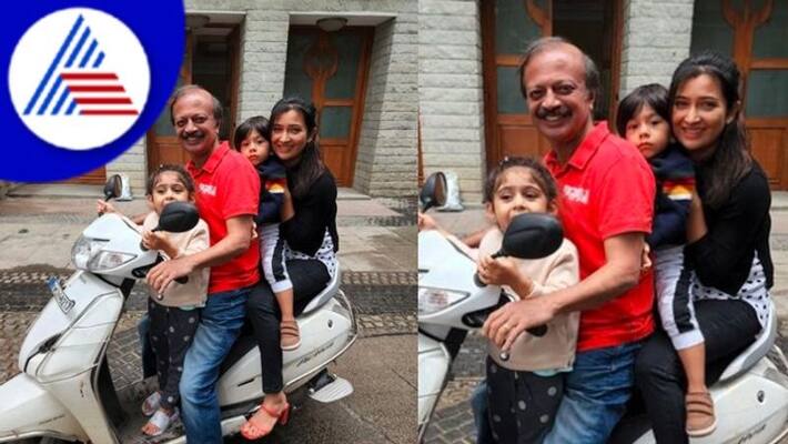 Radhika Pandit shares picture with father and kids on scooty vcs Radhika Pandit shares picture with father and kids on scooty vcs