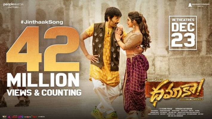 Dhamaka Movie craze, Millions of views for the mass number Jinthaak Song! Dhamaka Movie craze, Millions of views for the mass number Jinthaak Song!