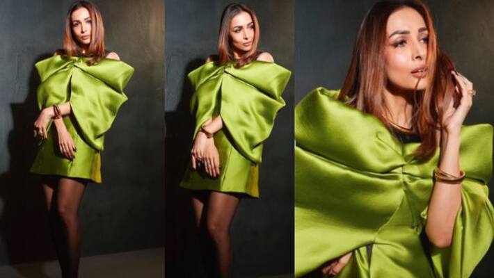 Malaika Arora in green dramatic sleeves dress Malaika Arora in green dramatic sleeves dress
