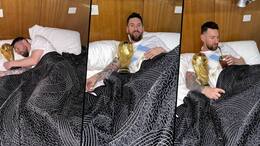 football Sleeping with the beauty! Fans go berserk after Lionel Messi cuddles up with Argentina's World Cup 2022 trophy snt