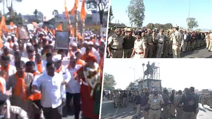 Karnataka Panchamasali Lingayat community members hold footmarch in Belagavi demands more reservation seats AJR Karnataka Panchamasali Lingayat community members hold footmarch in Belagavi demands more reservation seats AJR