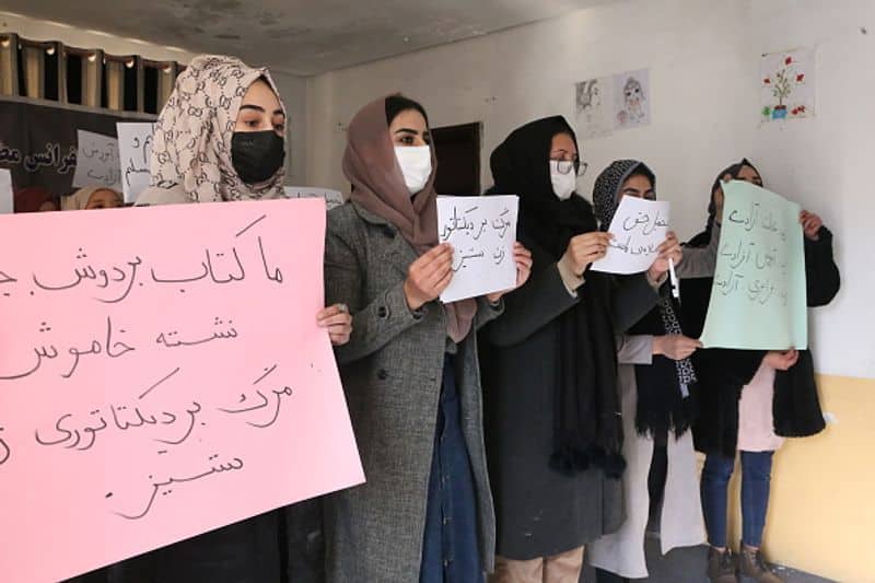 after Taliban bans girls students crying in class room video from Kabul 