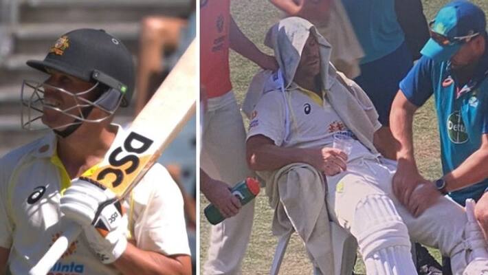 David Warner scores record double ton in 100th Test but ecstatic celebration results in injury walks back retired hurt against South Africa kvn David Warner scores record double ton in 100th Test but ecstatic celebration results in injury walks back retired hurt against South Africa kvn