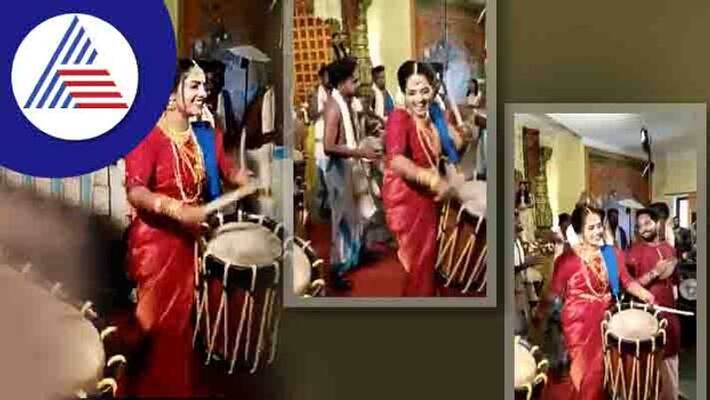 Kerala bride playing chenda melam on her wedding day goes viral Kerala bride playing chenda melam on her wedding day goes viral