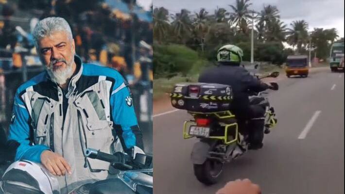 Thunivu actor Ajithkumar Bike riding in Tenkasi video viral Thunivu actor Ajithkumar Bike riding in Tenkasi video viral