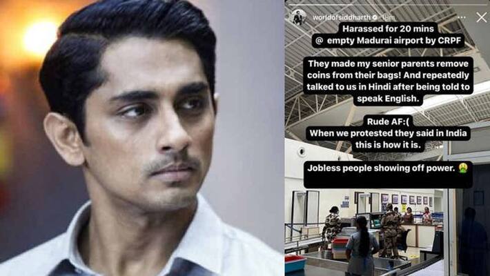 Tamil Actor Siddharth alleges his parents were harassed at airport for 20 minutes sgk Tamil Actor Siddharth alleges his parents were harassed at airport for 20 minutes sgk