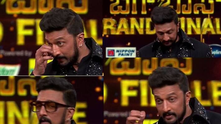 kiccha sudeep gets emotional on bigg boss kannada grand finale stage after recalling Journey VT ckm kiccha sudeep gets emotional on bigg boss kannada grand finale stage after recalling Journey VT ckm