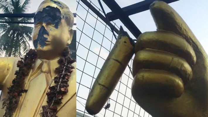 ambedkar statue damage in Ponneri ambedkar statue damage in Ponneri