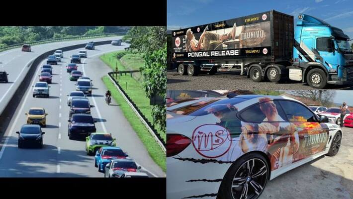 Malaysia Ajith Fans car rally Promotion video for Thunivu movie viral Malaysia Ajith Fans car rally Promotion video for Thunivu movie viral