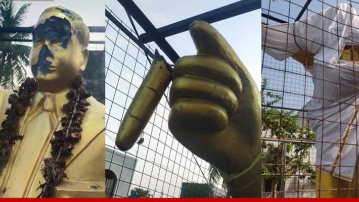 Congress insists that strict action should be taken against those who damaged the statue of Ambedkar Congress insists that strict action should be taken against those who damaged the statue of Ambedkar