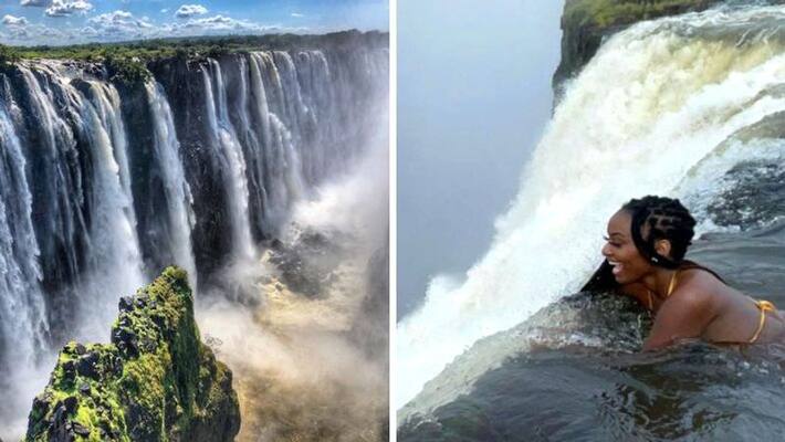 Woman Leans 360 feet tall Victoria Falls in breathtaking viral video Woman Leans 360 feet tall Victoria Falls in breathtaking viral video