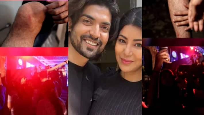 Gurmeet Choudhary gets injured while protecting wife Debina Bonnerjee from crowd on New Year party sgk Gurmeet Choudhary gets injured while protecting wife Debina Bonnerjee from crowd on New Year party sgk