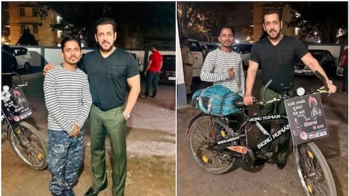 Salman Khan Poses With Fan Who Cycled 1,100 km To Meet Him sgk Salman Khan Poses With Fan Who Cycled 1,100 km To Meet Him sgk