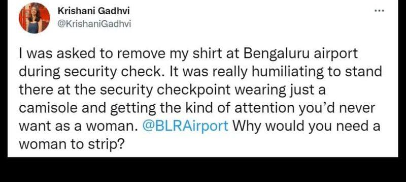 Young Woman Angry Against the Airport Staff who Removed Her Shirt in Bengaluru grg