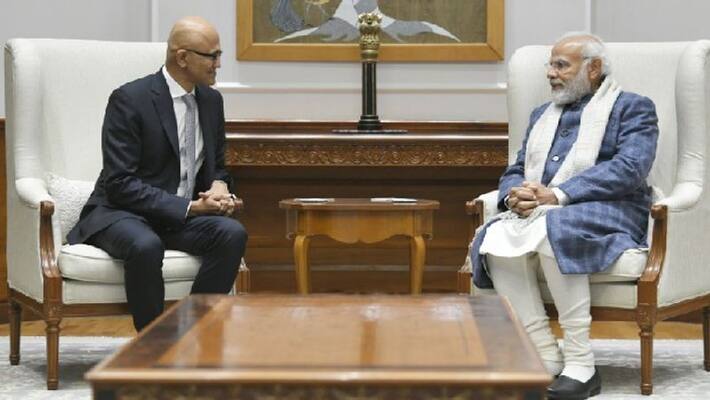 Microsoft CEO Satya Nadella met PM Modi in delhi akb Microsoft CEO Satya Nadella met PM Modi in delhi akb