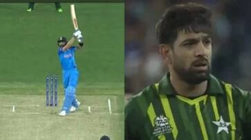 Virat Kohli reacts his Shot of the Century against Pakistan in T20 World Cup 2022 kvn Virat Kohli reacts his Shot of the Century against Pakistan in T20 World Cup 2022 kvn