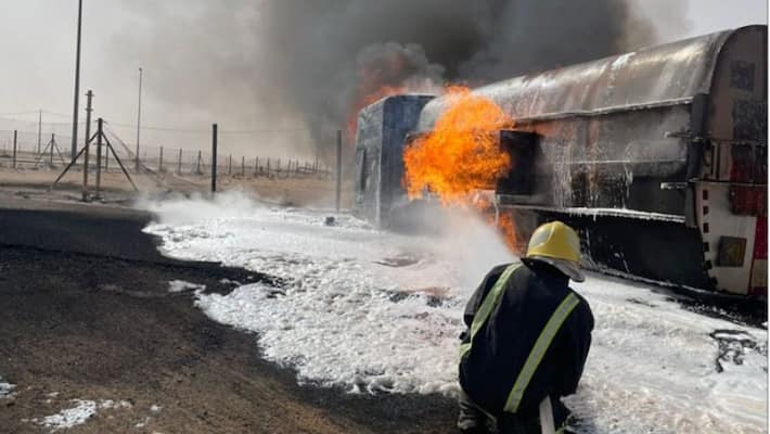 Driver lost his life in a blaze caused after a tanker overturned in an accident Driver lost his life in a blaze caused after a tanker overturned in an accident