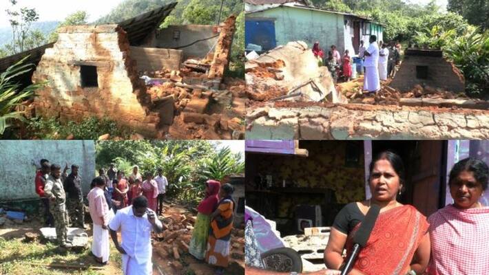 Wild elephant broke two homes in pooppara Wild elephant broke two homes in pooppara