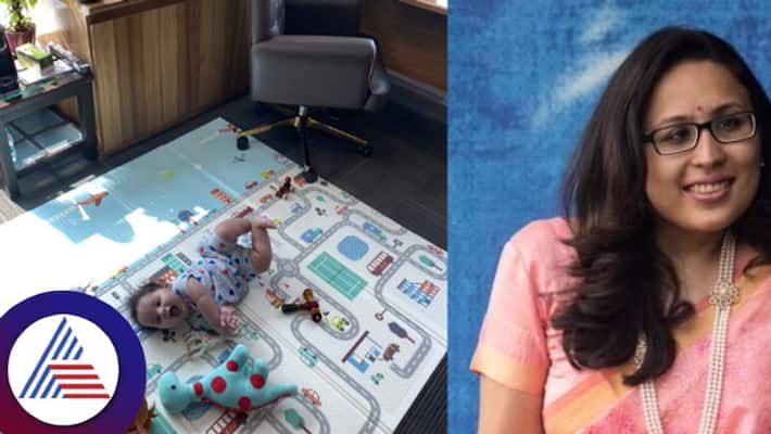 Woman CEO Radhika Gupta Looks After Baby While Working In Office Vin Woman CEO Radhika Gupta Looks After Baby While Working In Office Vin