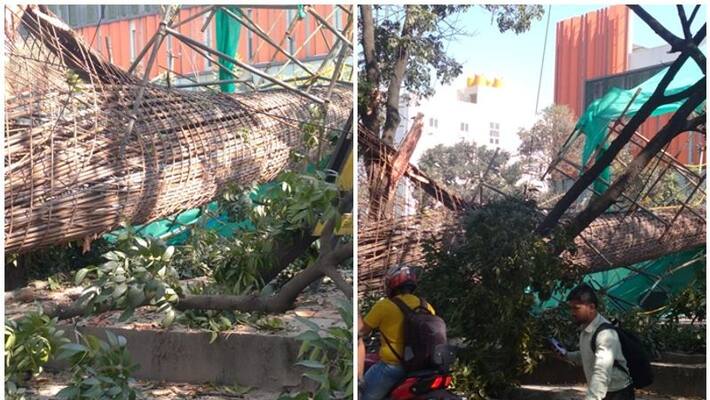 Horror.. Metro pillar fell on a bike.. Mother and son died.. Horror.. Metro pillar fell on a bike.. Mother and son died..