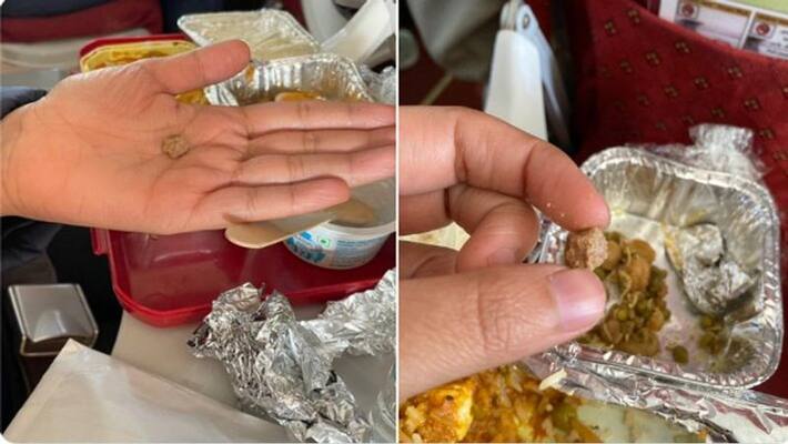 Stone in food which served in Air India flight passengers shares photos in twitter akb Stone in food which served in Air India flight passengers shares photos in twitter akb