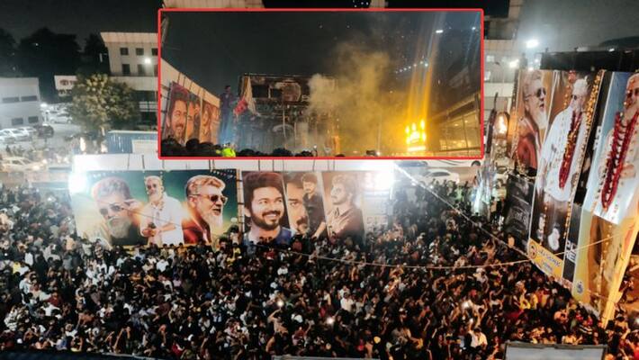 Vijay Ajith fans fight during Thunivu and varisu FDFS in chennai rohini theatre Vijay Ajith fans fight during Thunivu and varisu FDFS in chennai rohini theatre