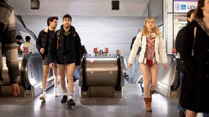 No Trousers Tube Ride celebration in London No Trousers Tube Ride celebration in London