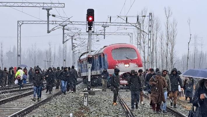 A train derailed in Budgam, Jammu and Kashmir. A train derailed in Budgam, Jammu and Kashmir.