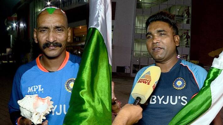 IND vs SL 3rd ODI Super fan of Sachin Tendulkar Sudhir Kumar Chaudhary and MS Dhoni fan Rambabu in Trivandrum IND vs SL 3rd ODI Super fan of Sachin Tendulkar Sudhir Kumar Chaudhary and MS Dhoni fan Rambabu in Trivandrum
